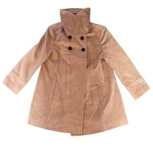 Collezione SA Wool Blend Funnel Neck Pea Coat Petite XL light brown vintage chic